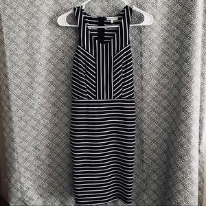 Charlotte Russ black and white stripe fitted dress